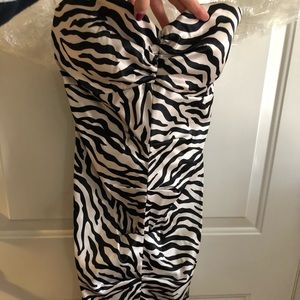 Strapless zebra printed dress